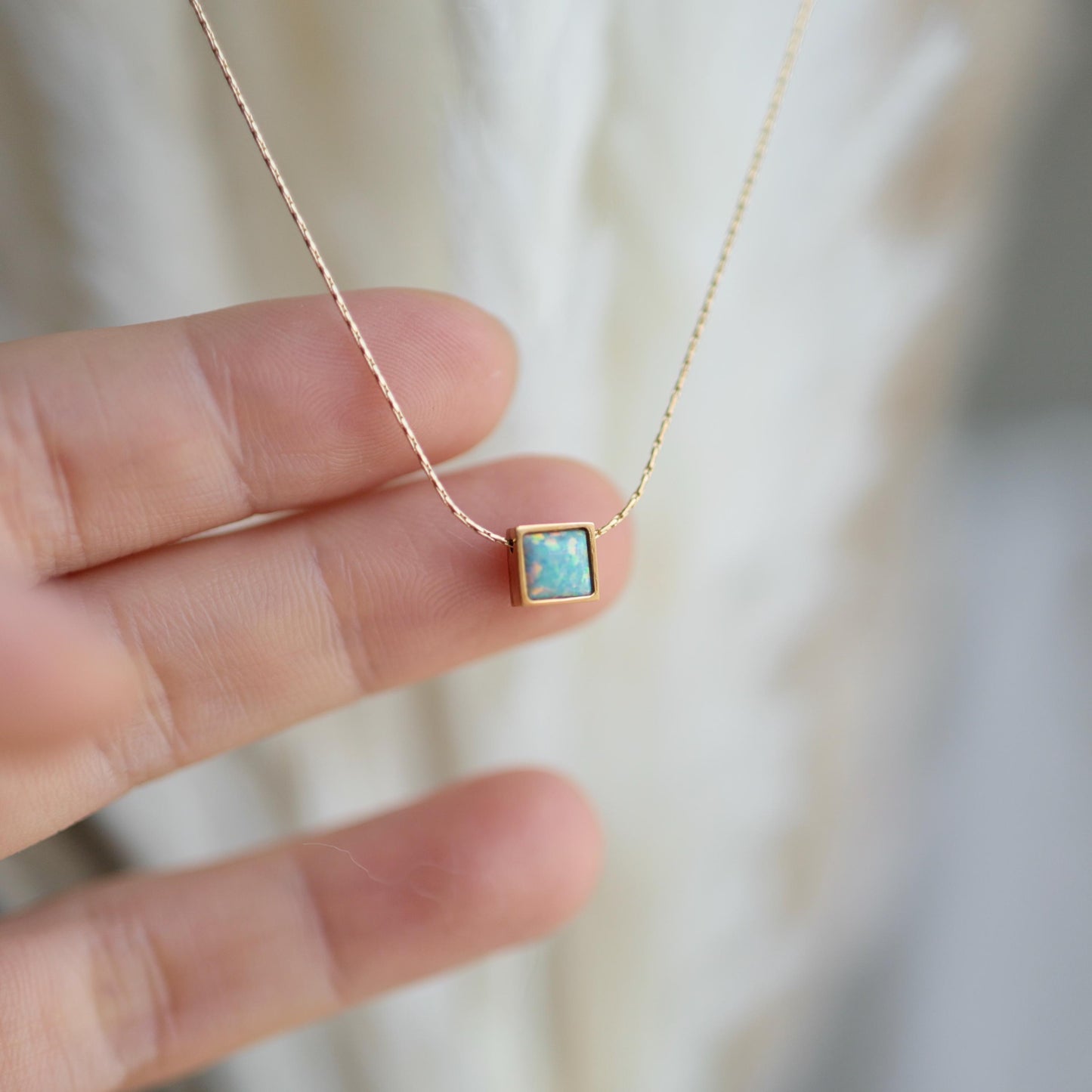 Natural Blue Opal Necklace,