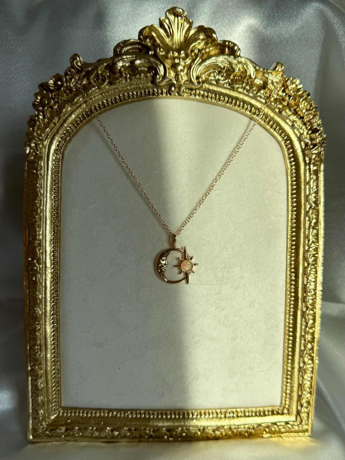 Opal Moon and Sun Necklace