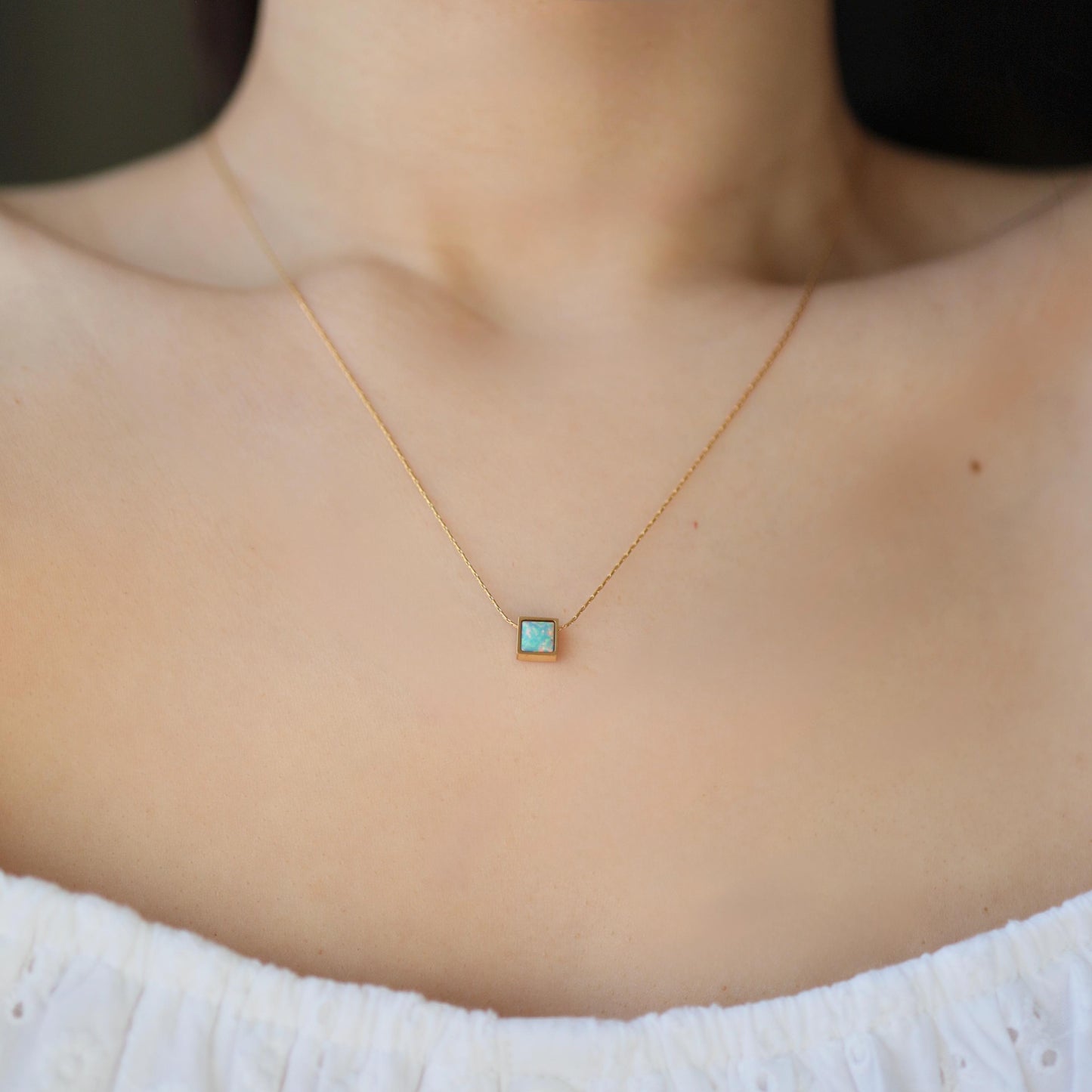 Natural Blue Opal Necklace,
