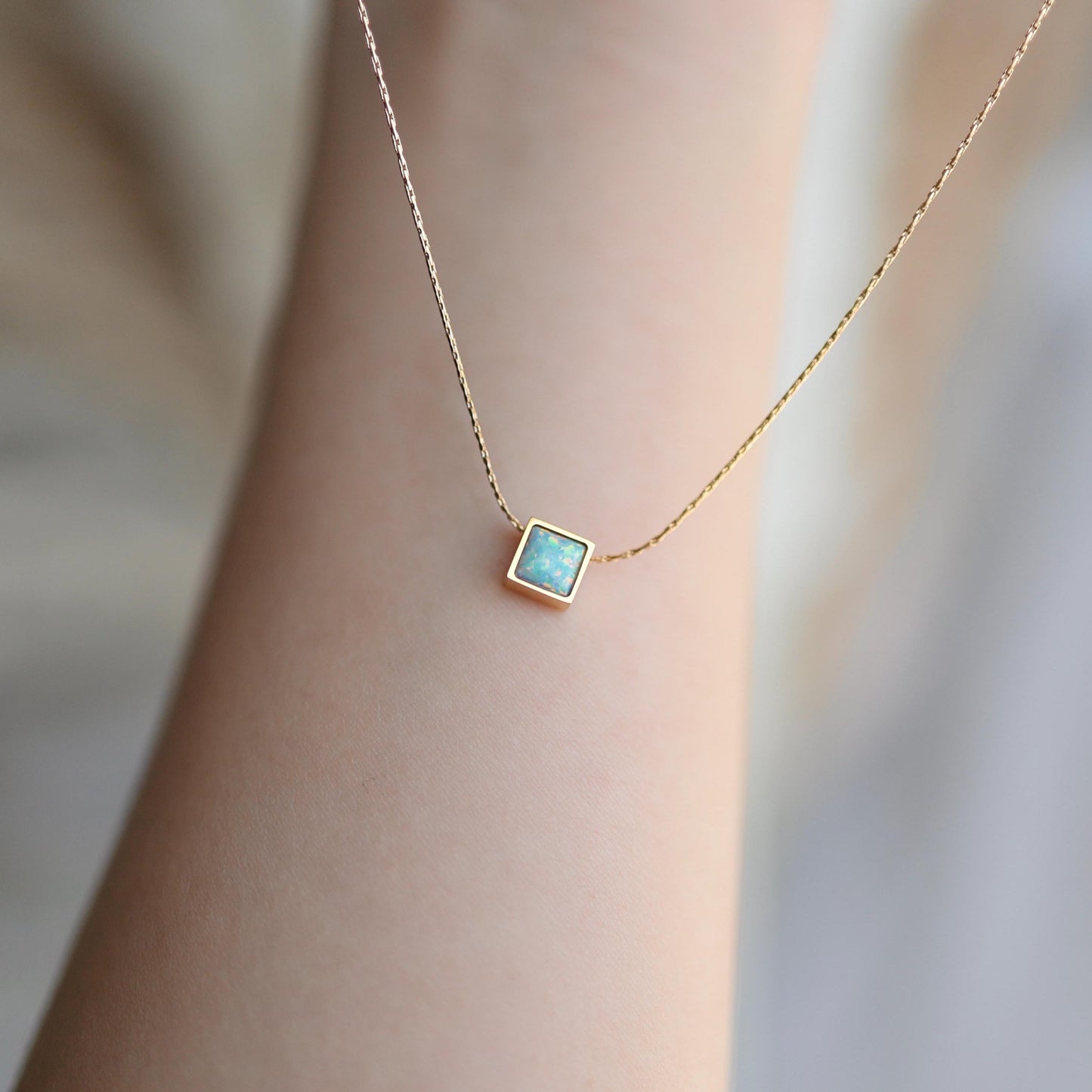Natural Blue Opal Necklace,